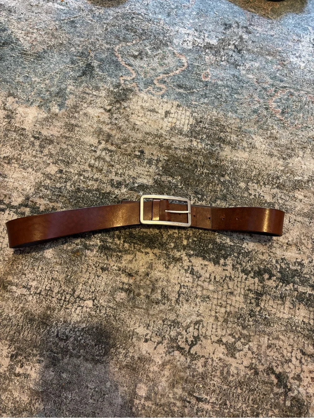 Banana Republic Dark Brown Leather Belt with Silver Rectangular Buckle